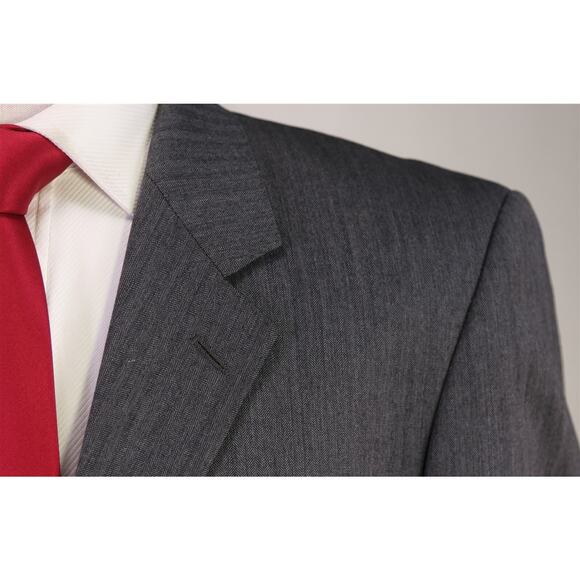 TM Lewin Suit 40R Gray Herringbone Super 110’s Wool 2-Button Luxury Menswear - Picture 4 of 10